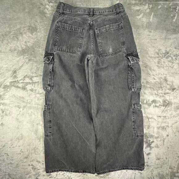 Old Navy Charcoal Grey Baggy Wide Leg Denim Jeans Size 6 - Picture 2 of 8